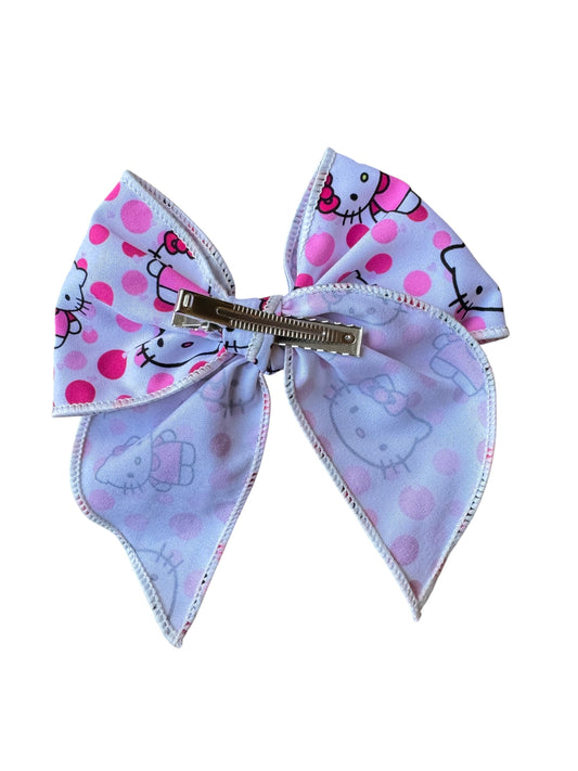 Pink Kitty Polka Dot Hair Bows