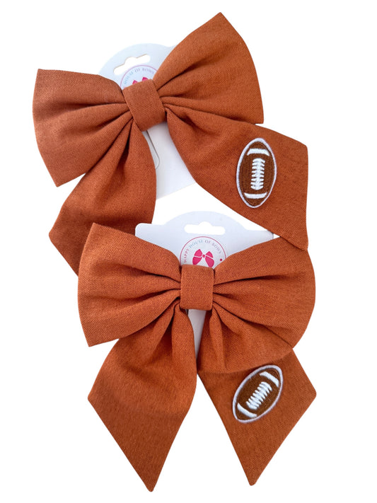 Brown Football Sailor Hair Bows for Girls and Women