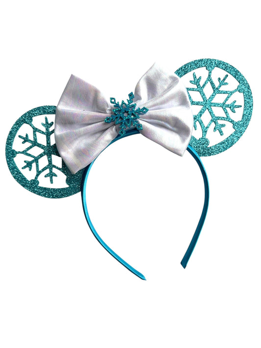Aqua Blue Snowflake Mouse Ear Headband - Elsa Mouse Ears for Kids & Adults