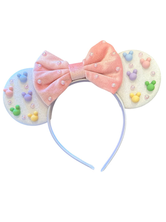 Velvet and Pastel Pearl Mouse Ear Headband