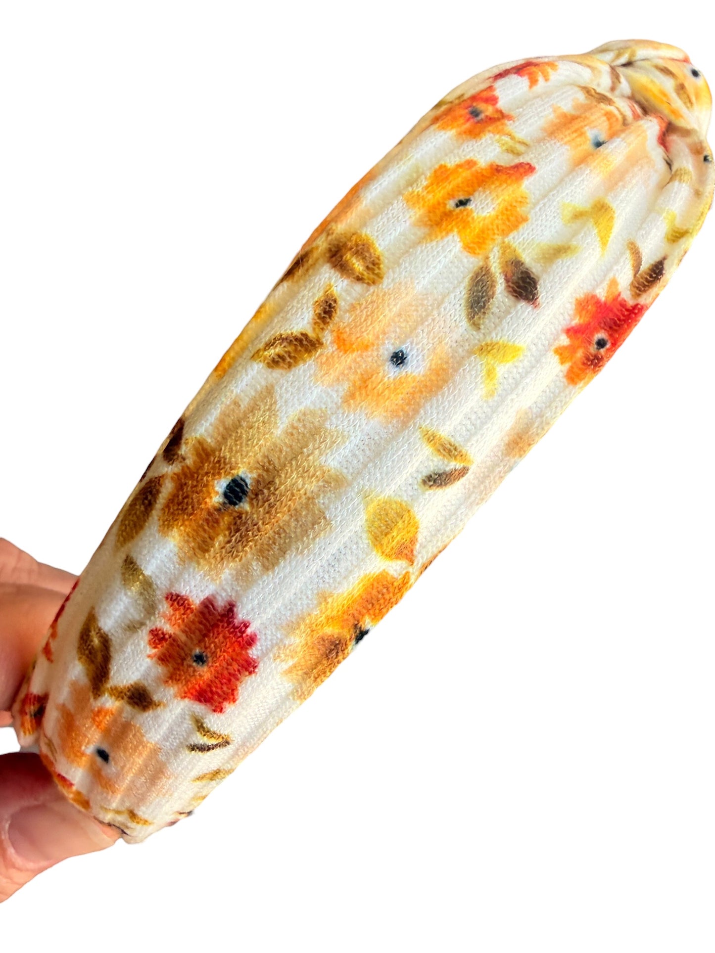 Fall Floral Print Knotted Headband for Girls – Autumn Fabric Headband