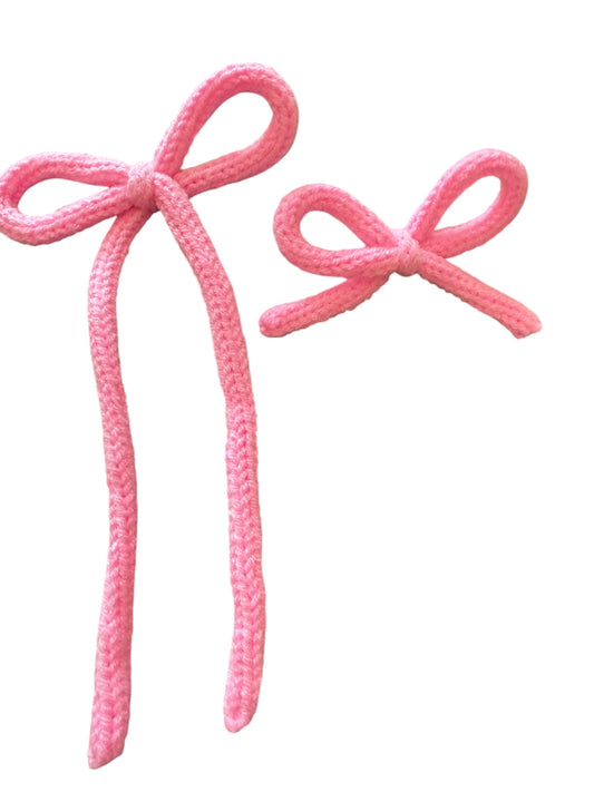 * Knit Pink Hair Bows