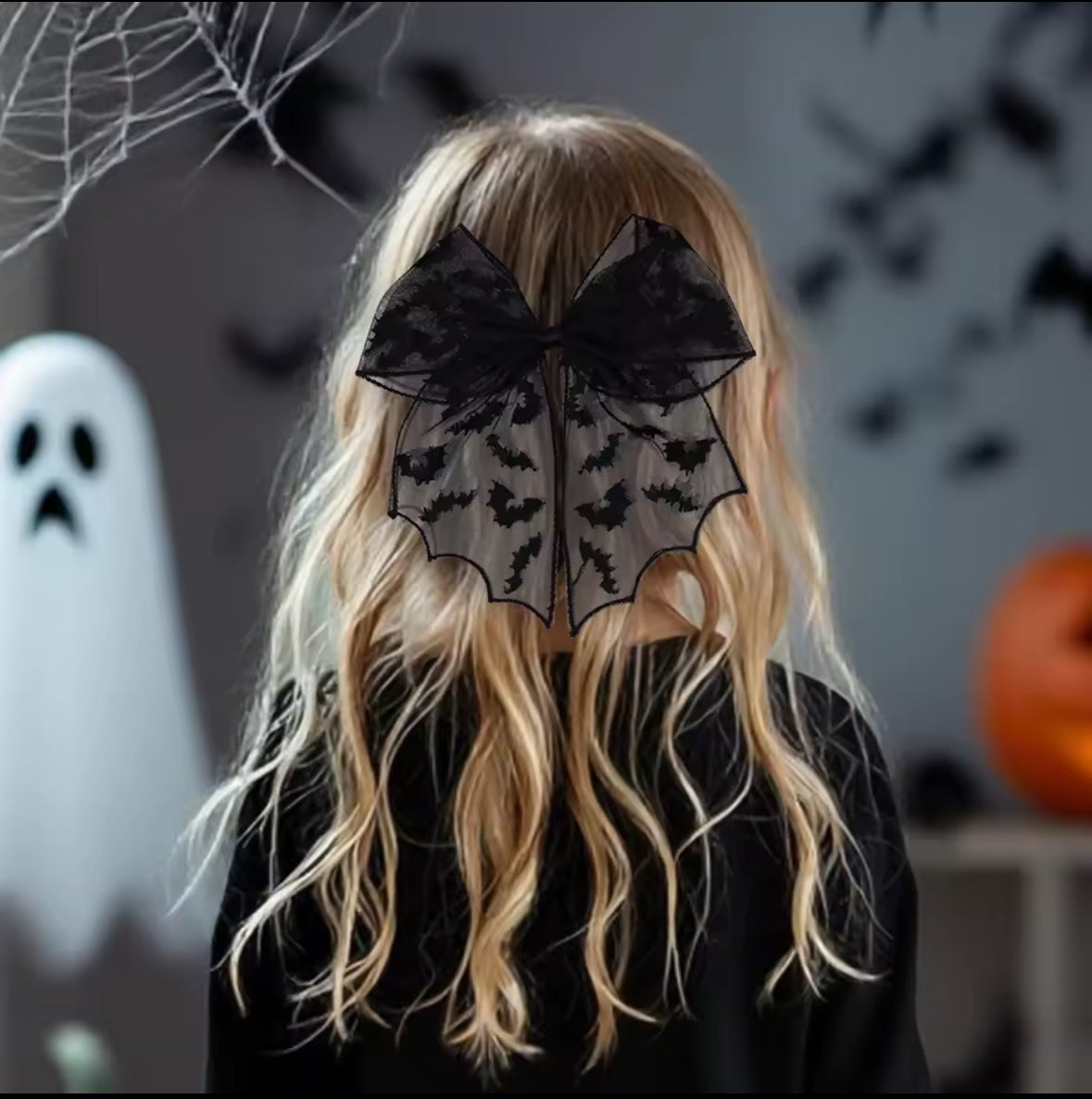 Lace Bat Hair Bows – Black Halloween Hair Accessories for Girls and Women