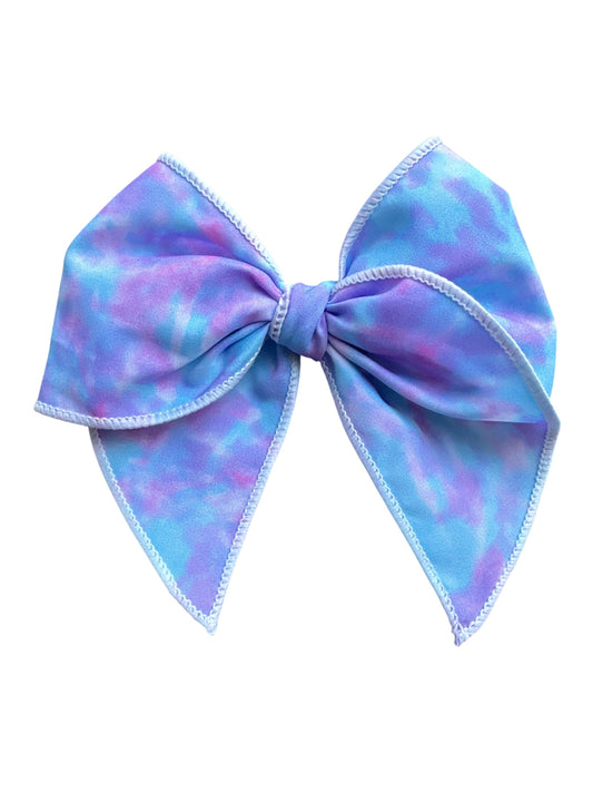 Blue Dyed Hair Bows for Girls - Blue Tie Dyed Bows