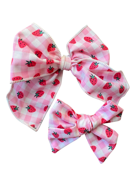 Strawberry Hair Bows for Girls - Pink Fruit Bow Clips & Headbands for Toddlers