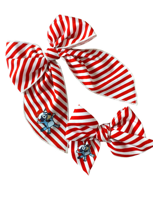 Blue Dog Christmas Hair Bows & Headbands - Candy Cane Holiday Collection