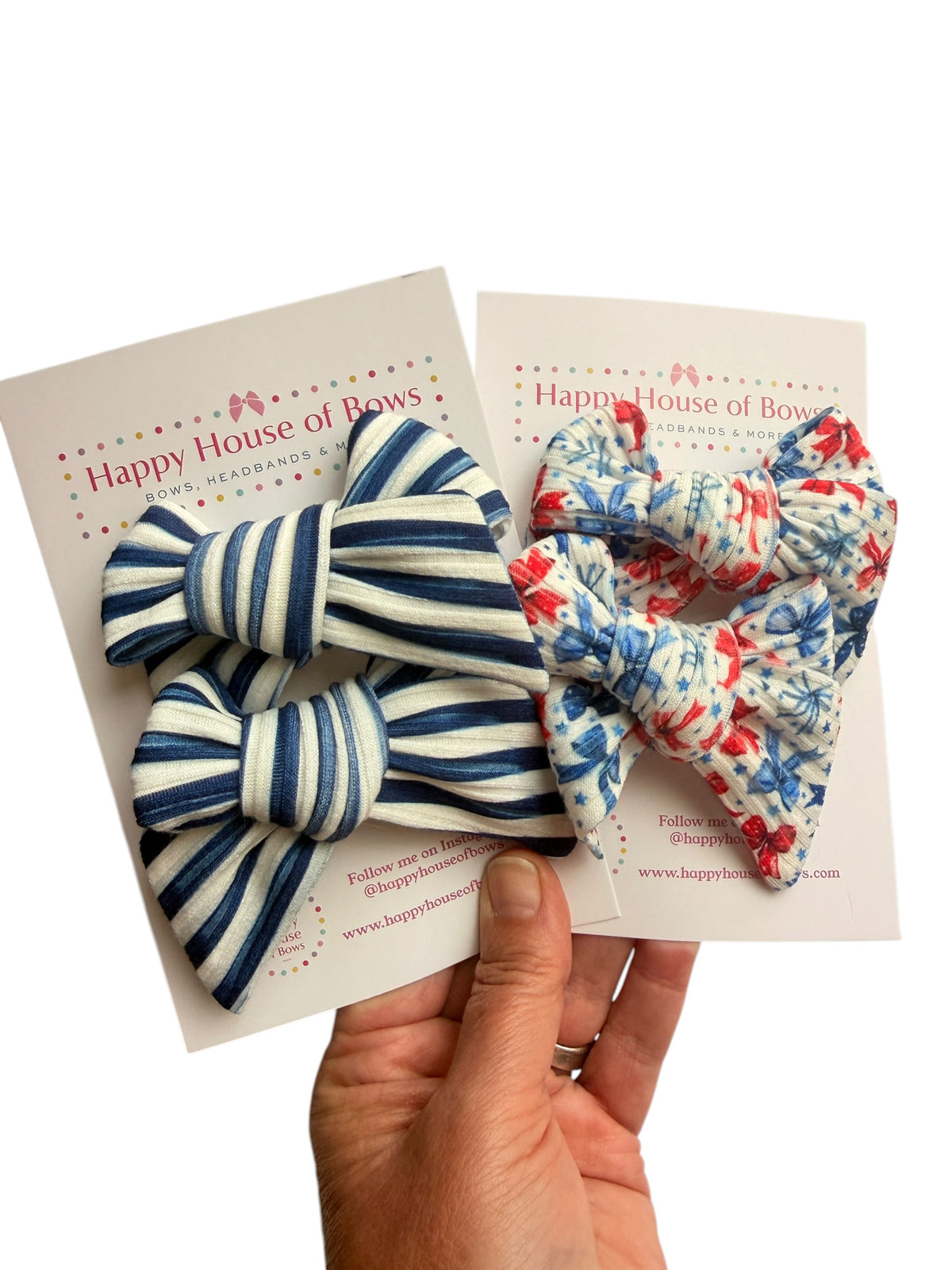 4th of July - Bundled Hair Bows - Pigtails