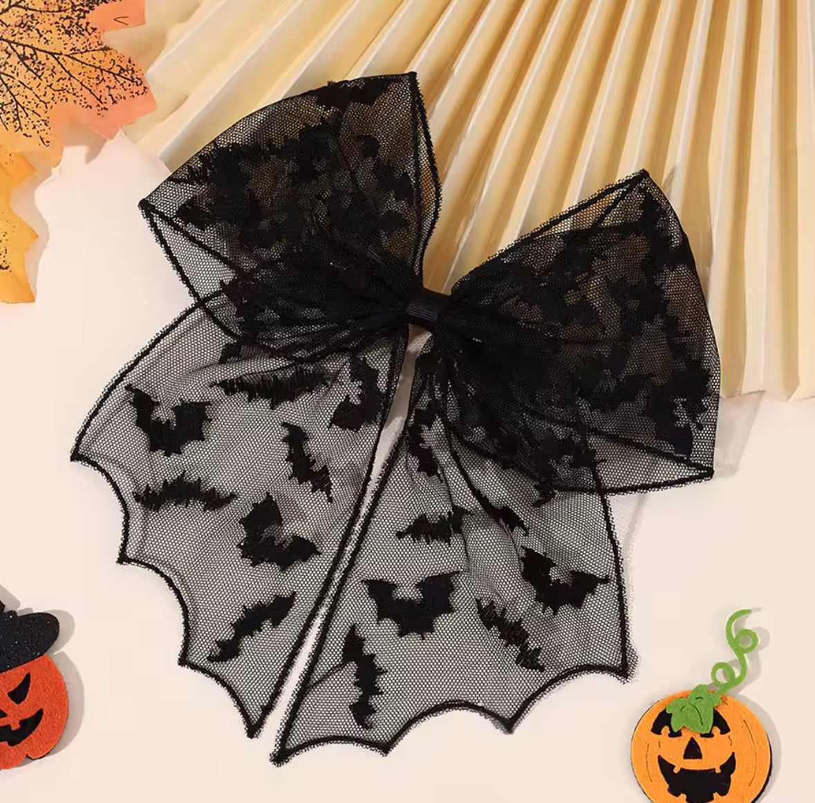 Lace Bat Hair Bows – Black Halloween Hair Accessories for Girls and Women