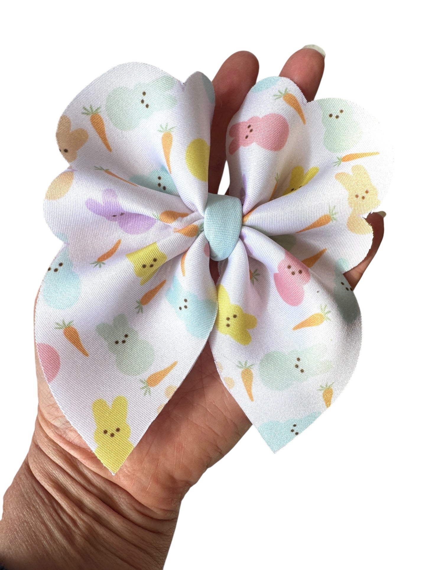 Bunny Bubble Hair Bow - 5" Easter Peeps Neoprene Bow with Alligator Clip