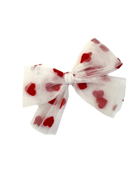 *Small Tulle Heart Hair Bows