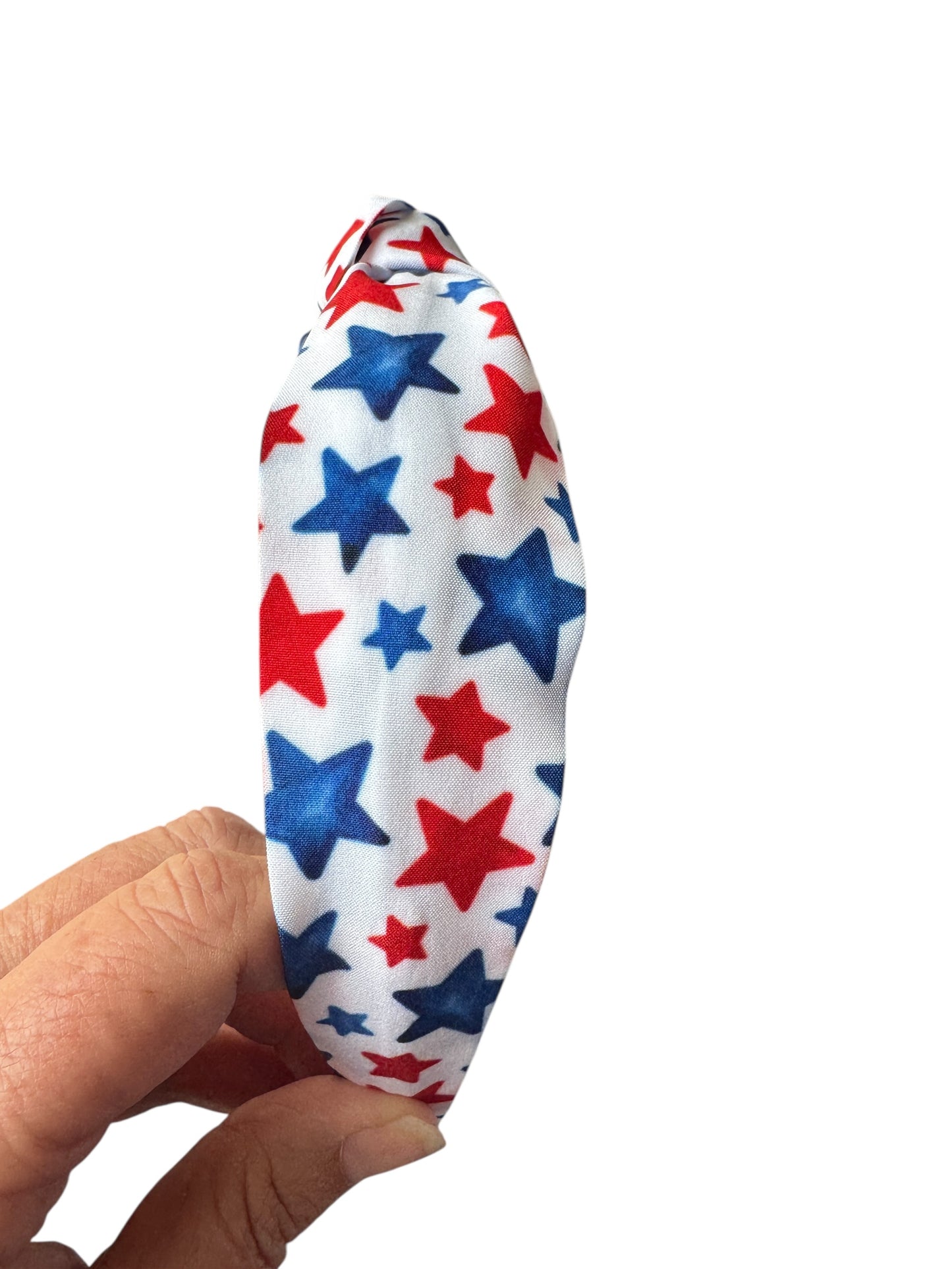 Red & Blue Stars Tie Knot Headband – Patriotic 4th of July Headband for Girls & Women