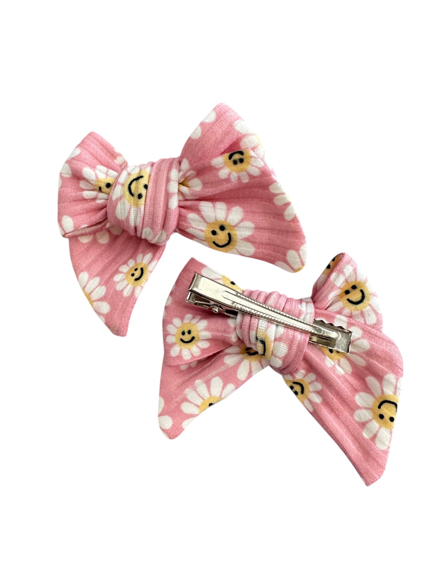 *Pink Smiling Daisy Hair Bows