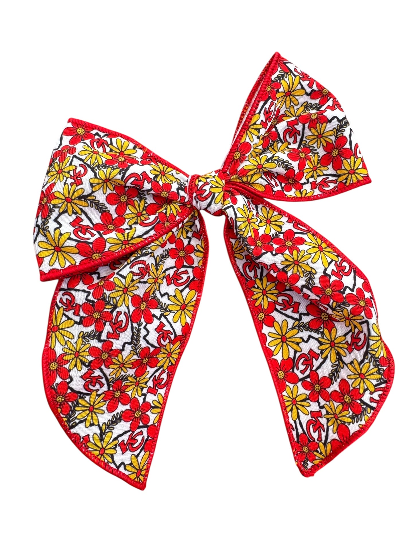 KC Chiefs Hair Bows – Floral Hair Bows for Game Day