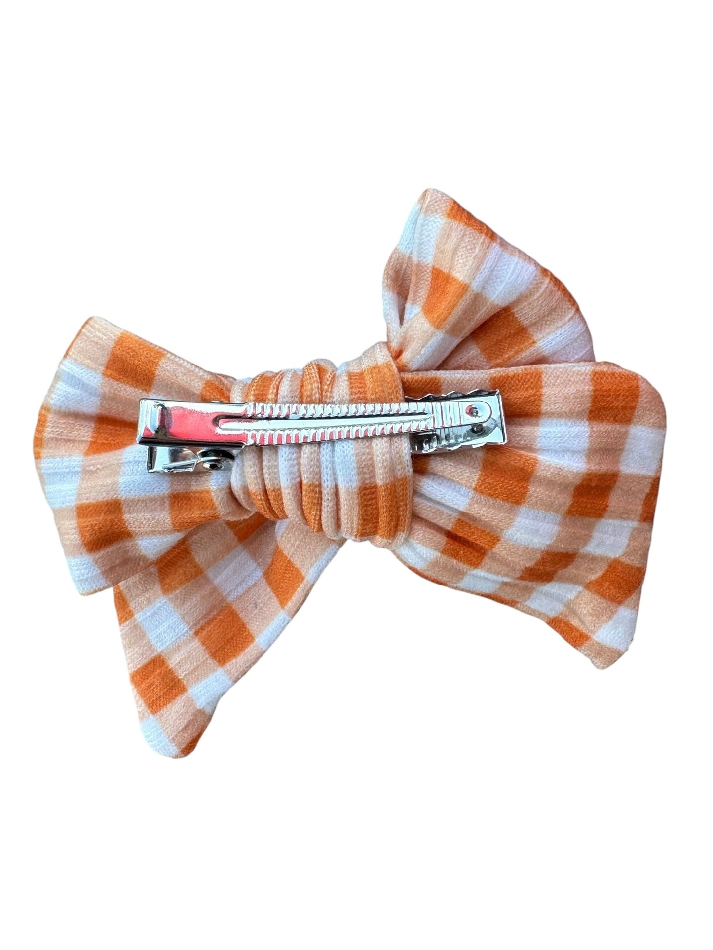 Orange Gingham Hair Bow | Halloween Bows for Kids & Toddlers