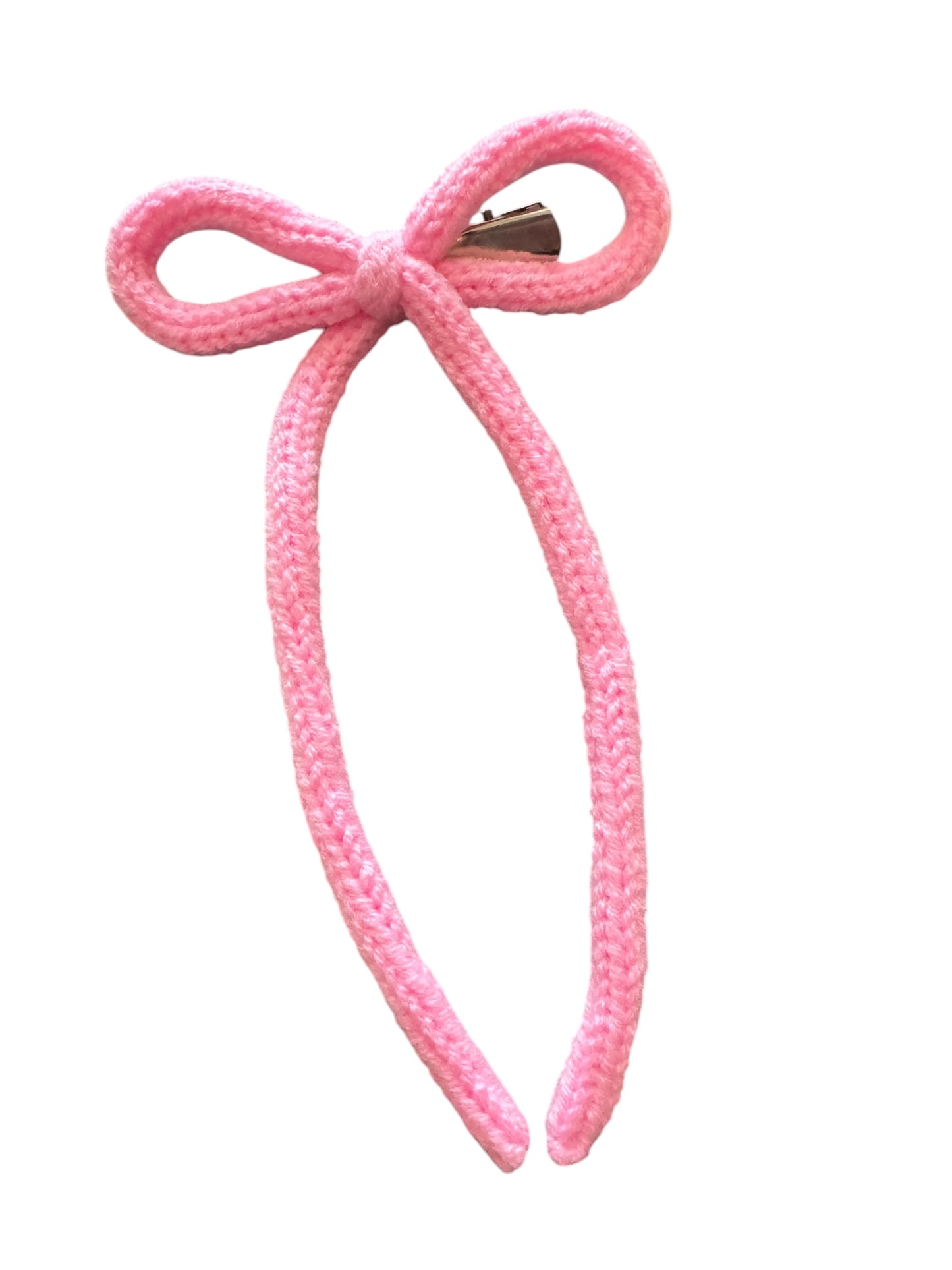 * Knit Pink Hair Bows
