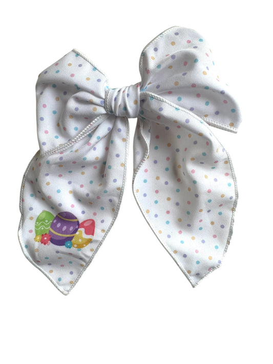 Easter Hair Bows - XL Bow with Easter Eggs & Polka Dots