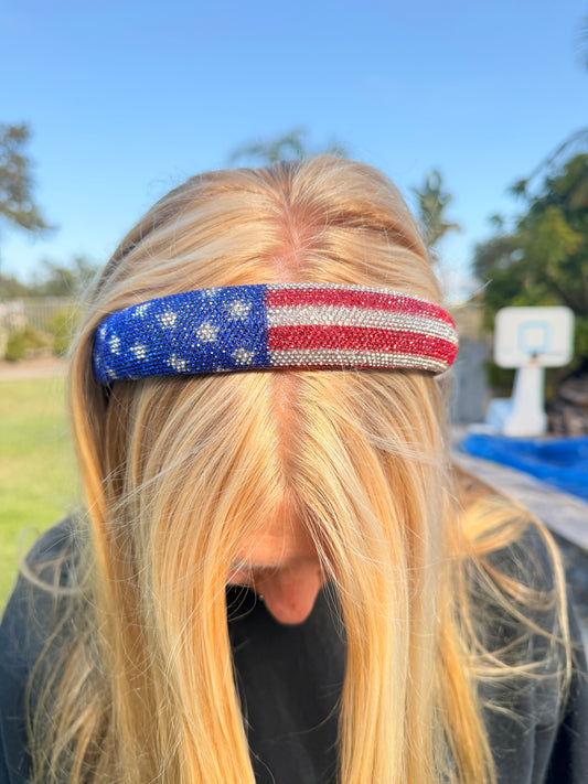 Patriotic Sparkly Headband for Girls – Red White & Blue 4th of July Hair Accessory