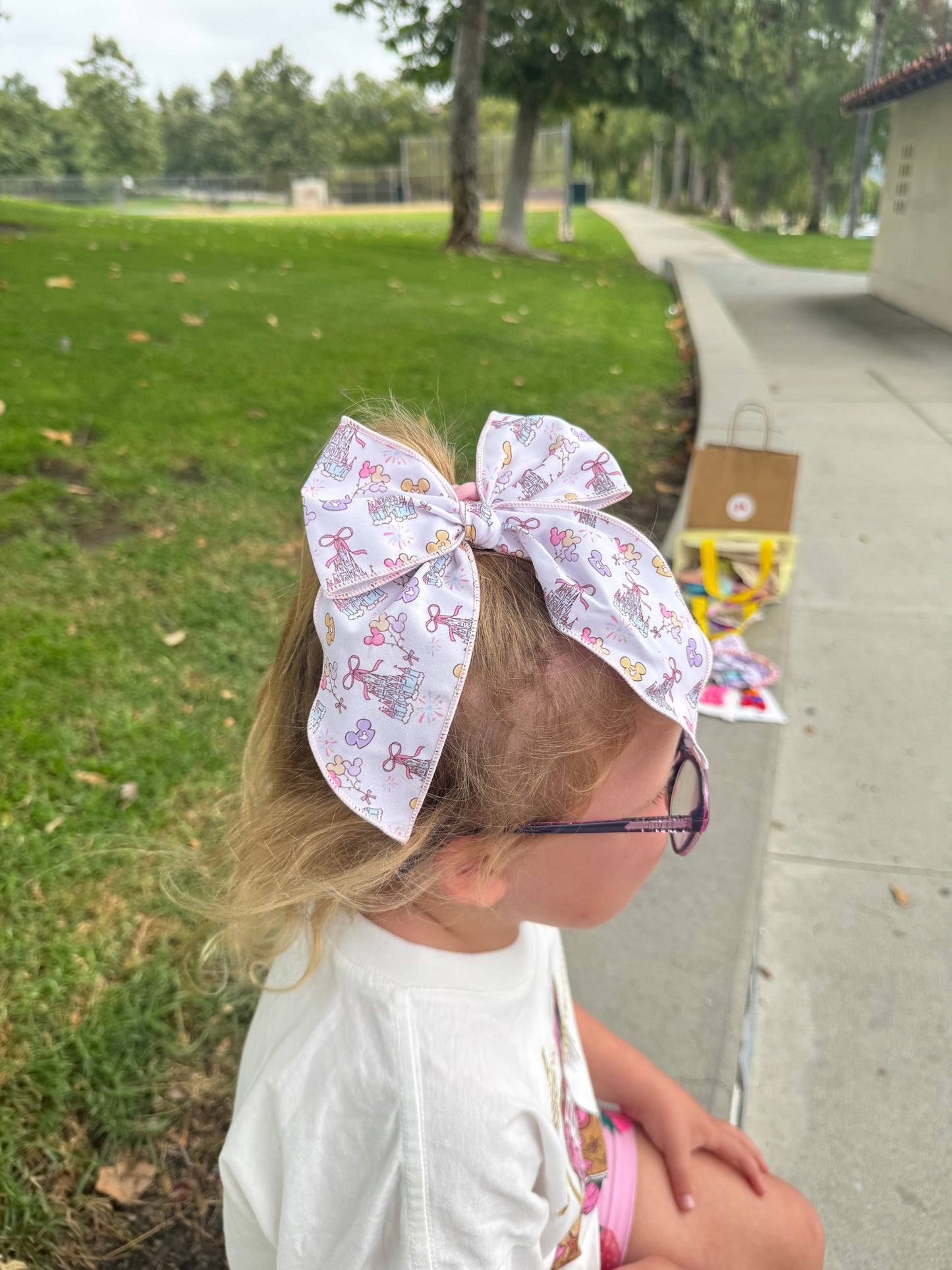 White Castle Hair Bows for Girls
