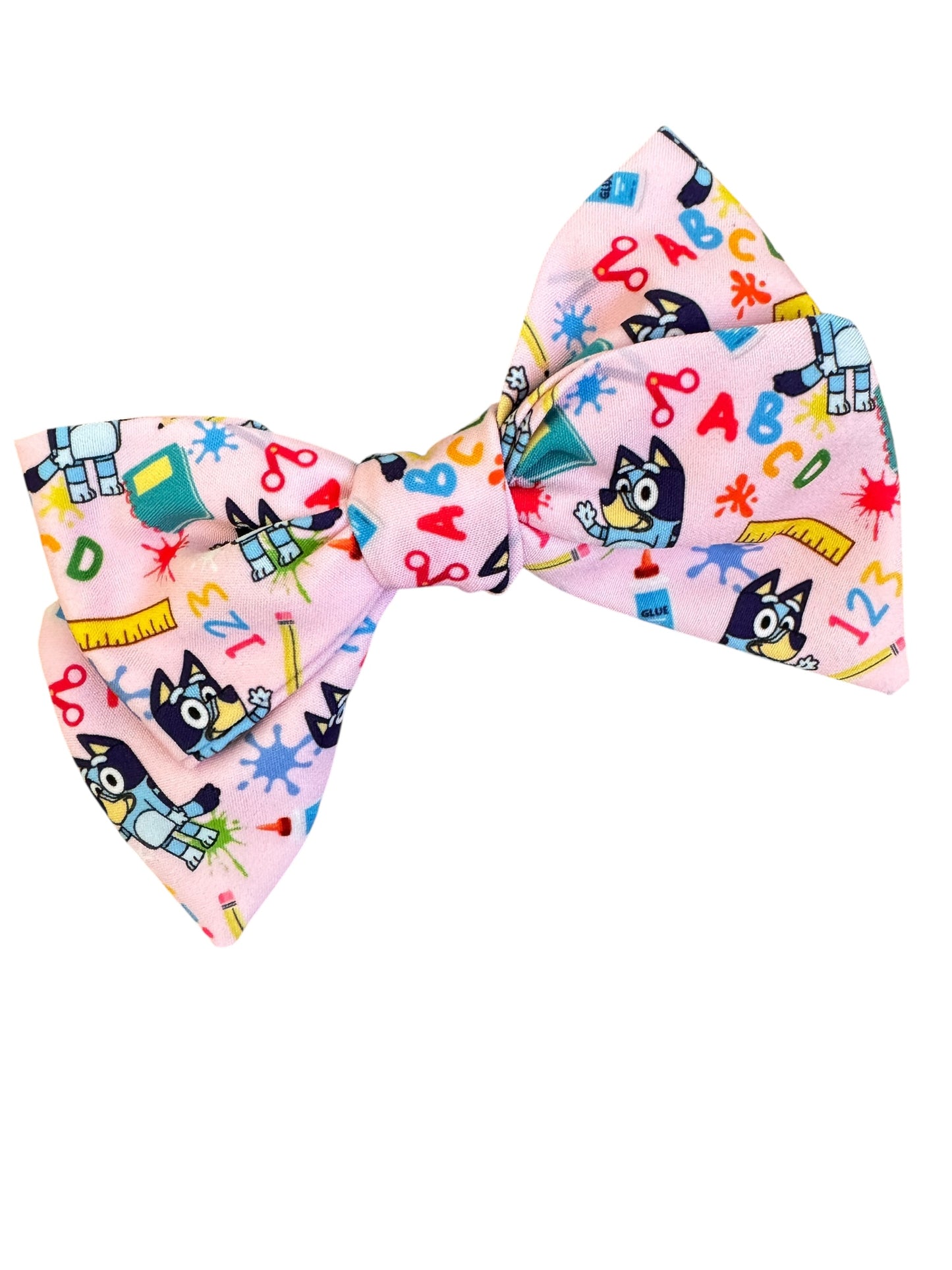 Blue Dog School Hair Bow for Girls