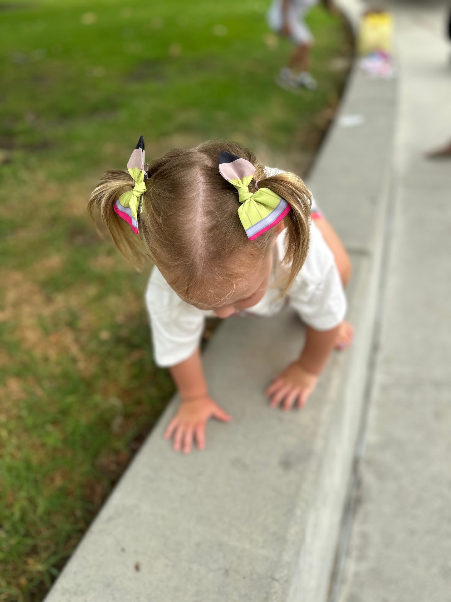 Yellow Pencil Hair Bow Pigtails for Girls