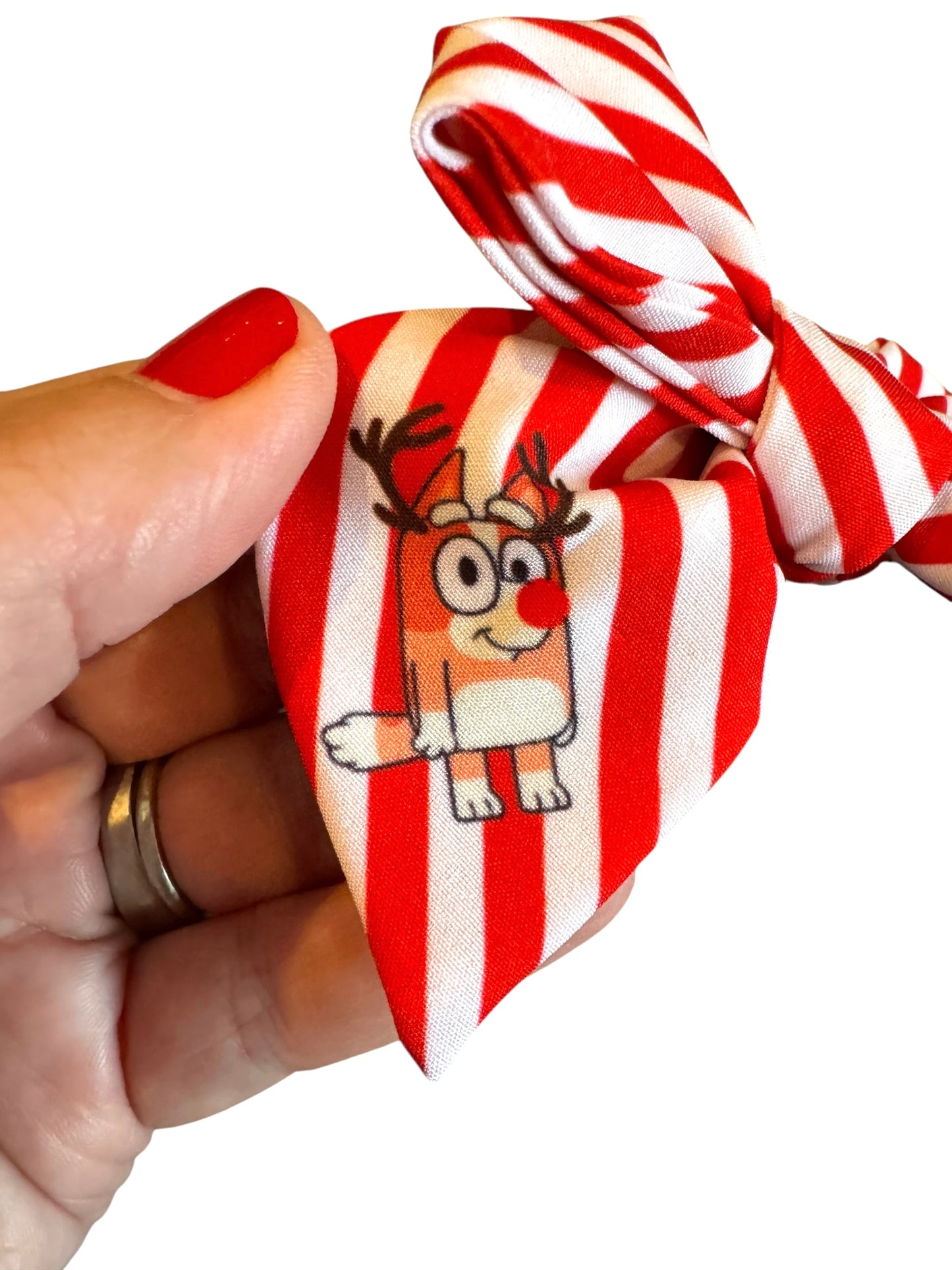 Orange Dog Christmas Hair Bows - Candy Cane Holiday Collection