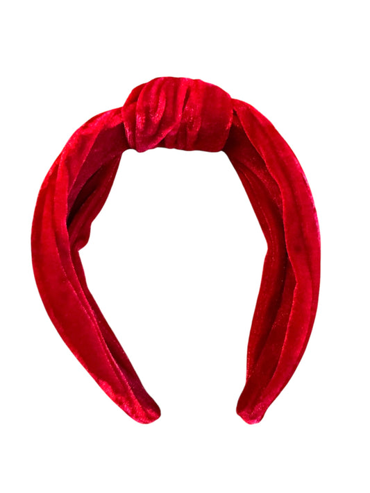 Dark Red Velvet Headband - Tie Knot Christmas Holiday Headband for Women