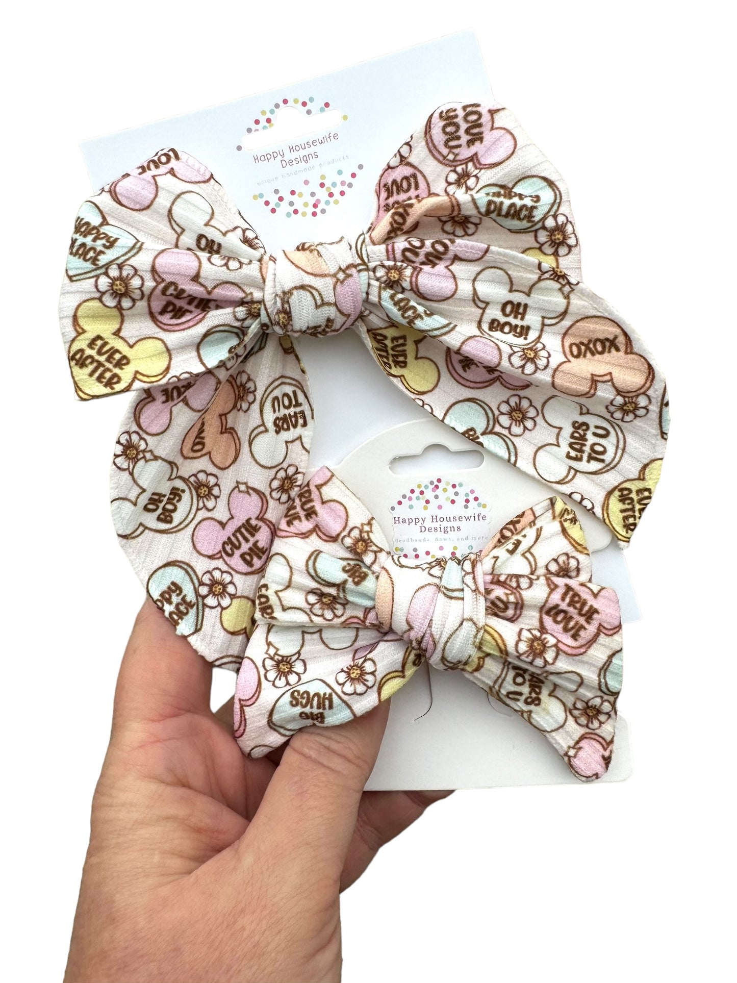 *Mouse Conversation Hearts Hair Bow