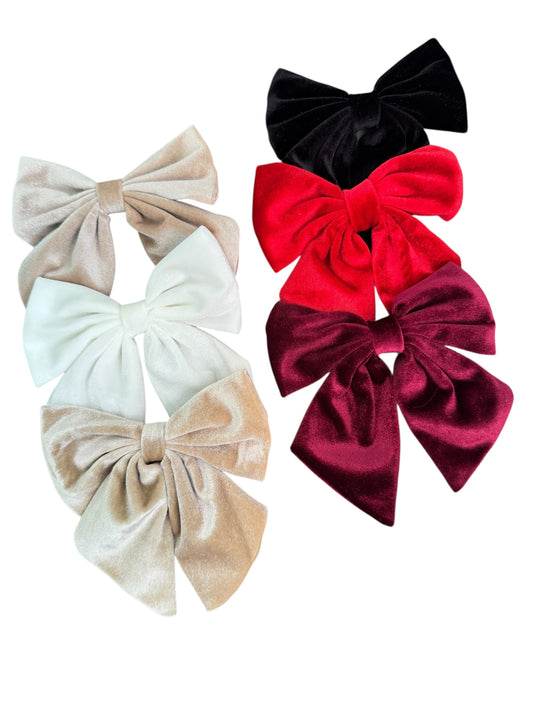 Velvet Holiday Hair Bows - Sailor Bows with Alligator Clip