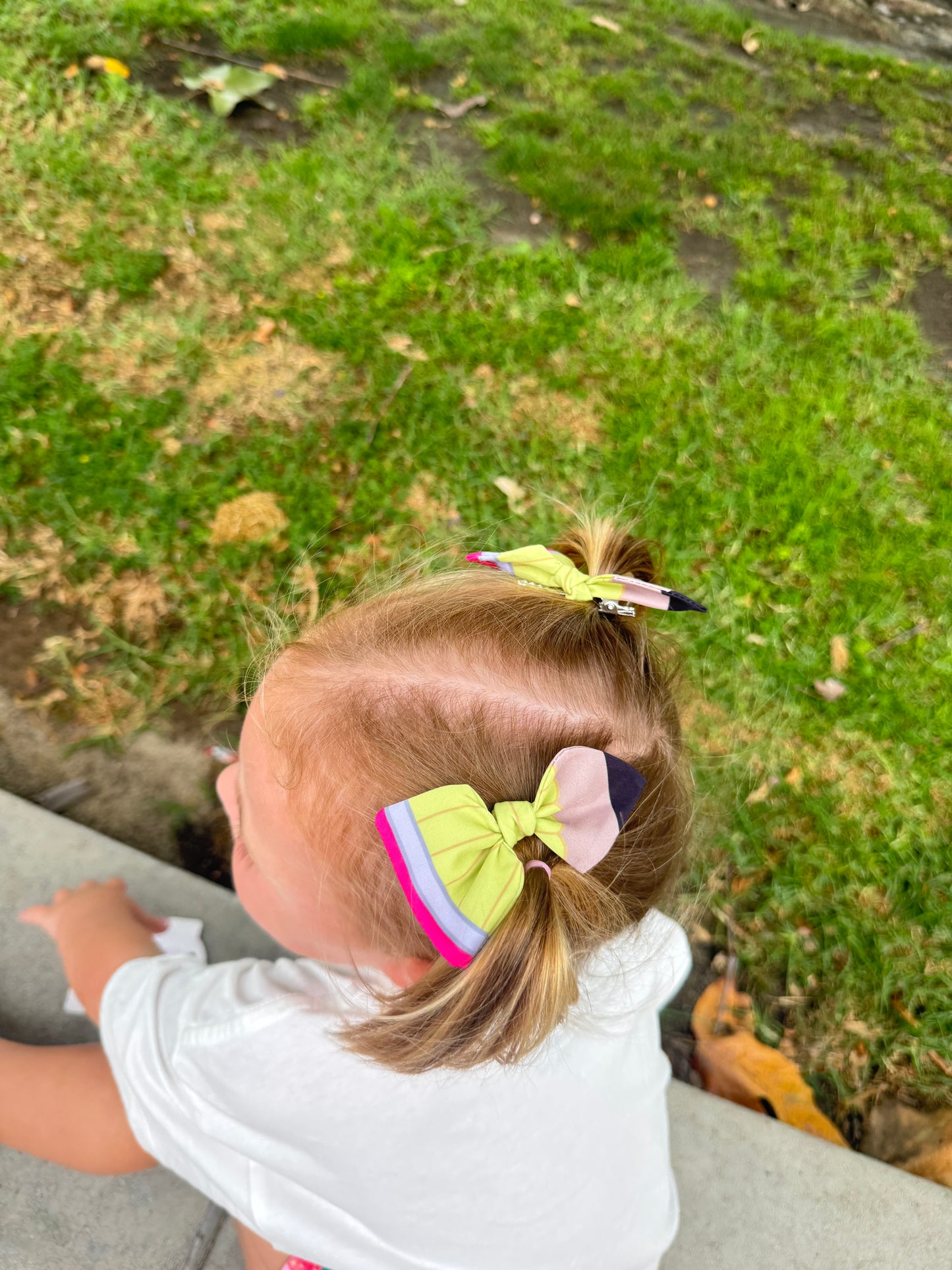 Yellow Pencil Hair Bow Pigtails for Girls