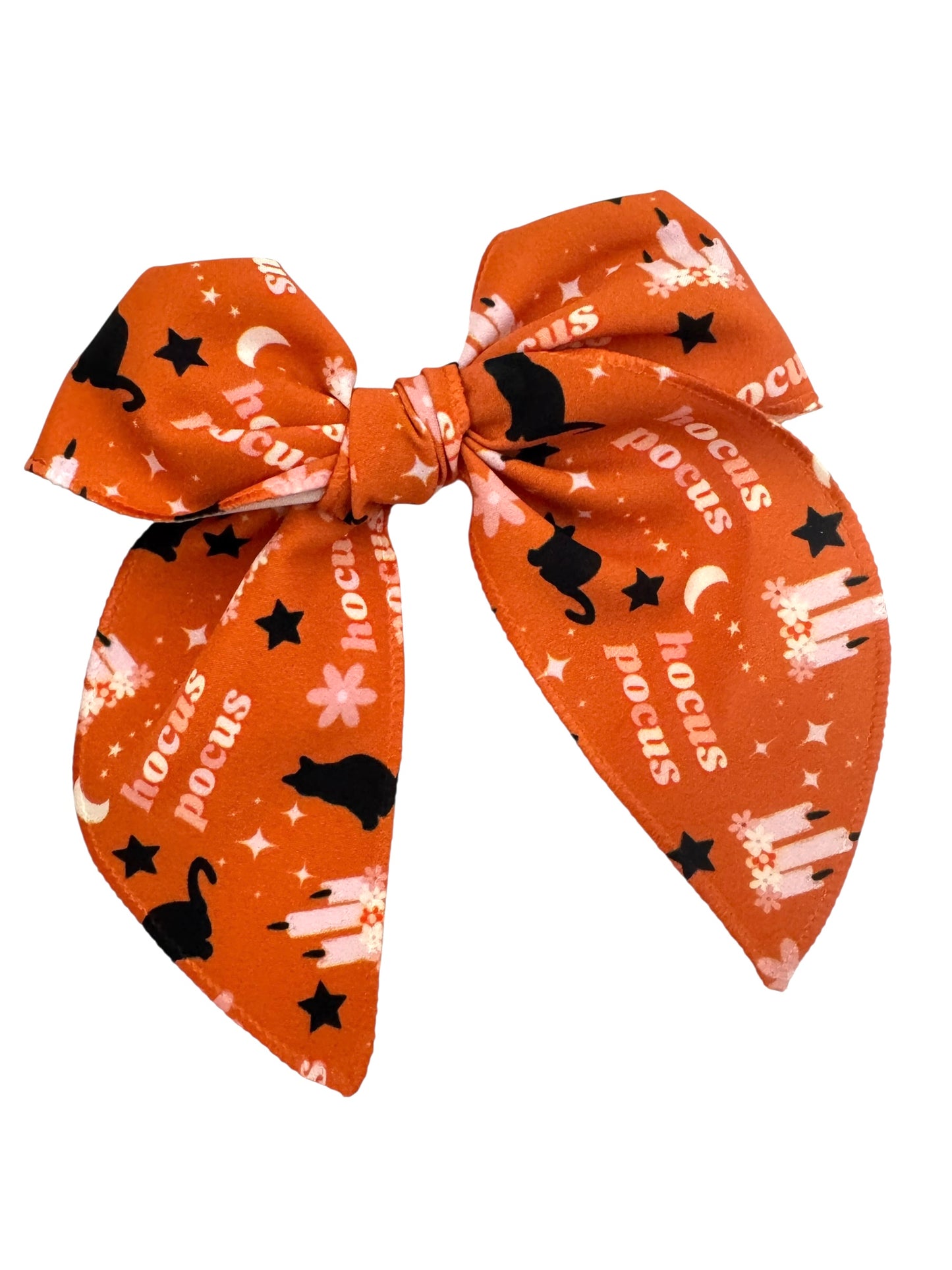 Hocus Pocus Halloween Hair Bows – Witchy Black Cat & Sisters Print Hair Accessories