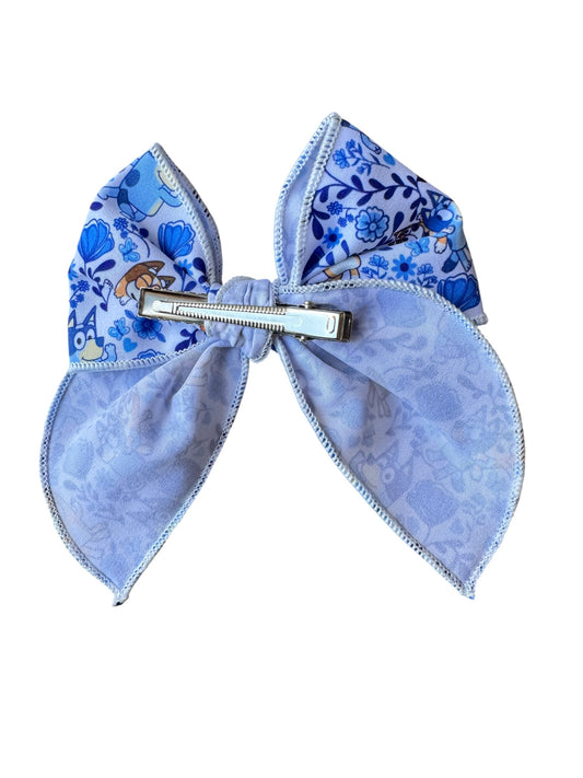 Bluey Floral Hair Bow for Girls - Blue Dog Hair Bow