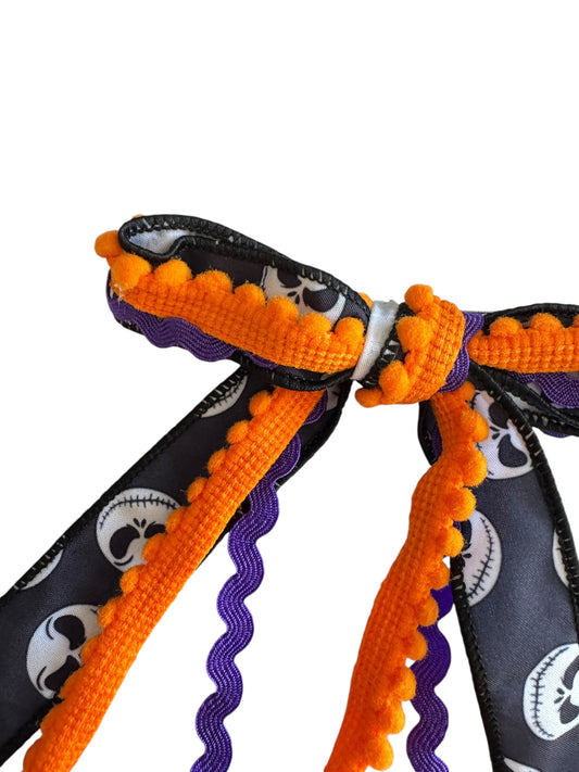 Jack Skeleton Ribbon Hair Bows – Magical Park Inspired Nightmare Christmas Hair Accessories