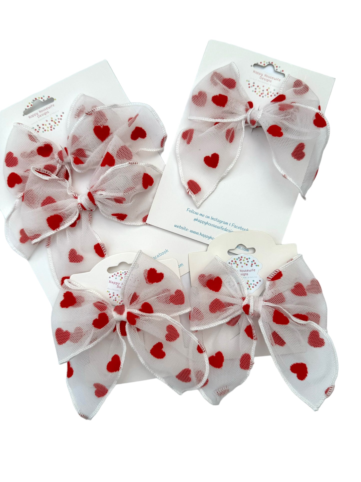 *Tulle Velvet Heart Hair Bows