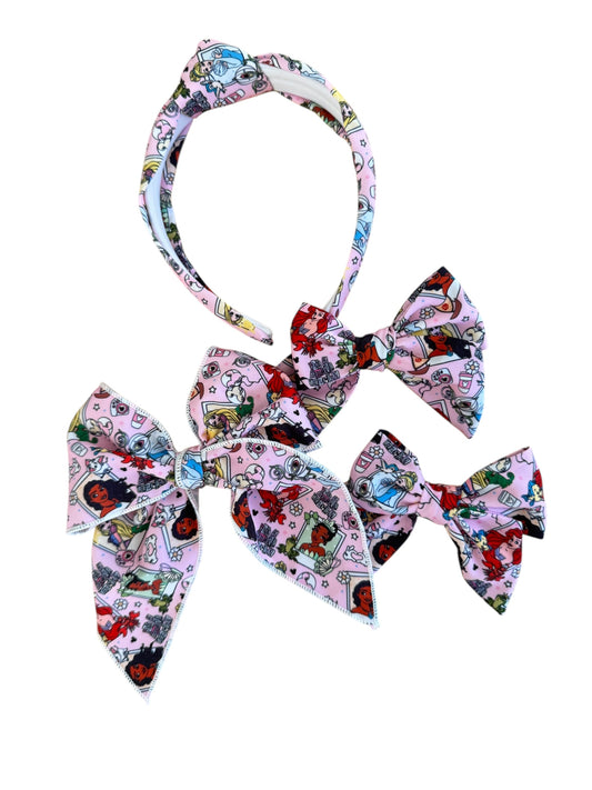 Pink Princesses Hair Bows for Little Girls