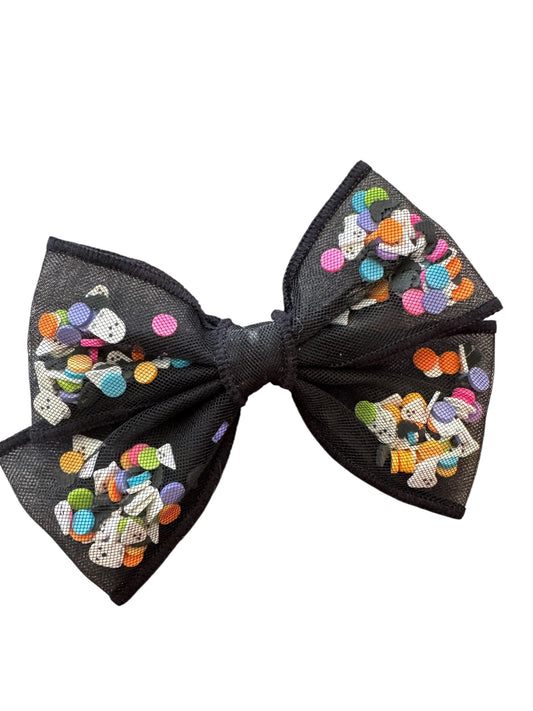 Halloween Ghost Shaker Hair Bow Set – Cute Black Tulle with Ghosts for Girls
