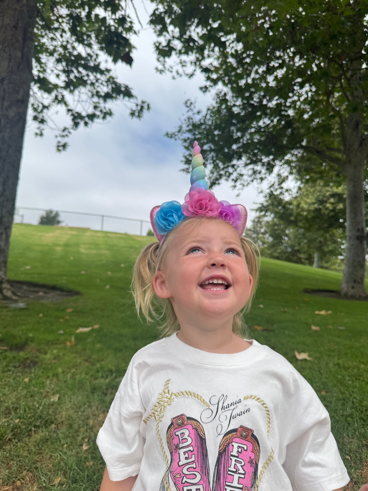 Pastel Rainbow Unicorn Headband for Girls – Rainbow Horn with Floral Accents