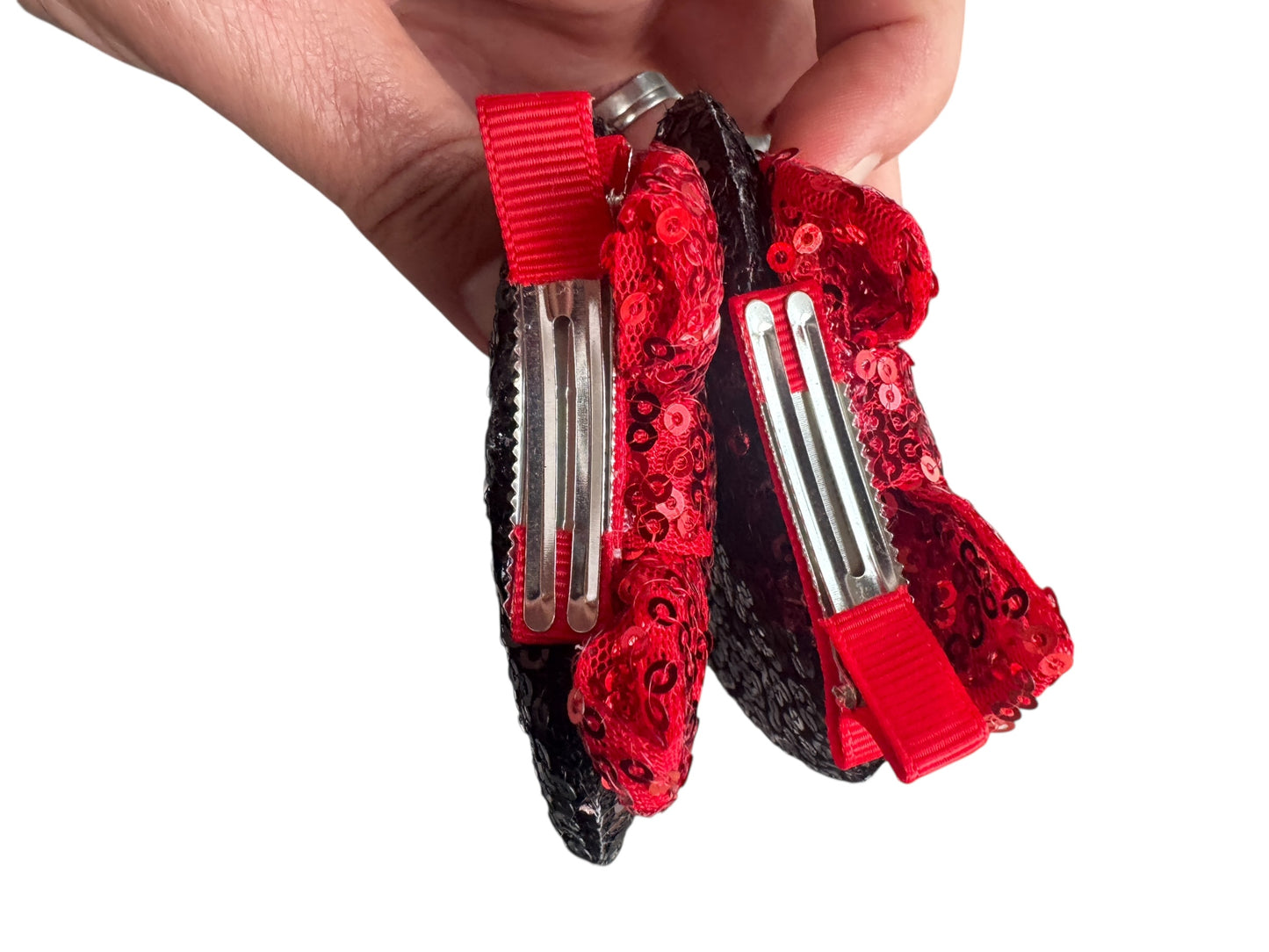 Black Red Mouse Ear Clips