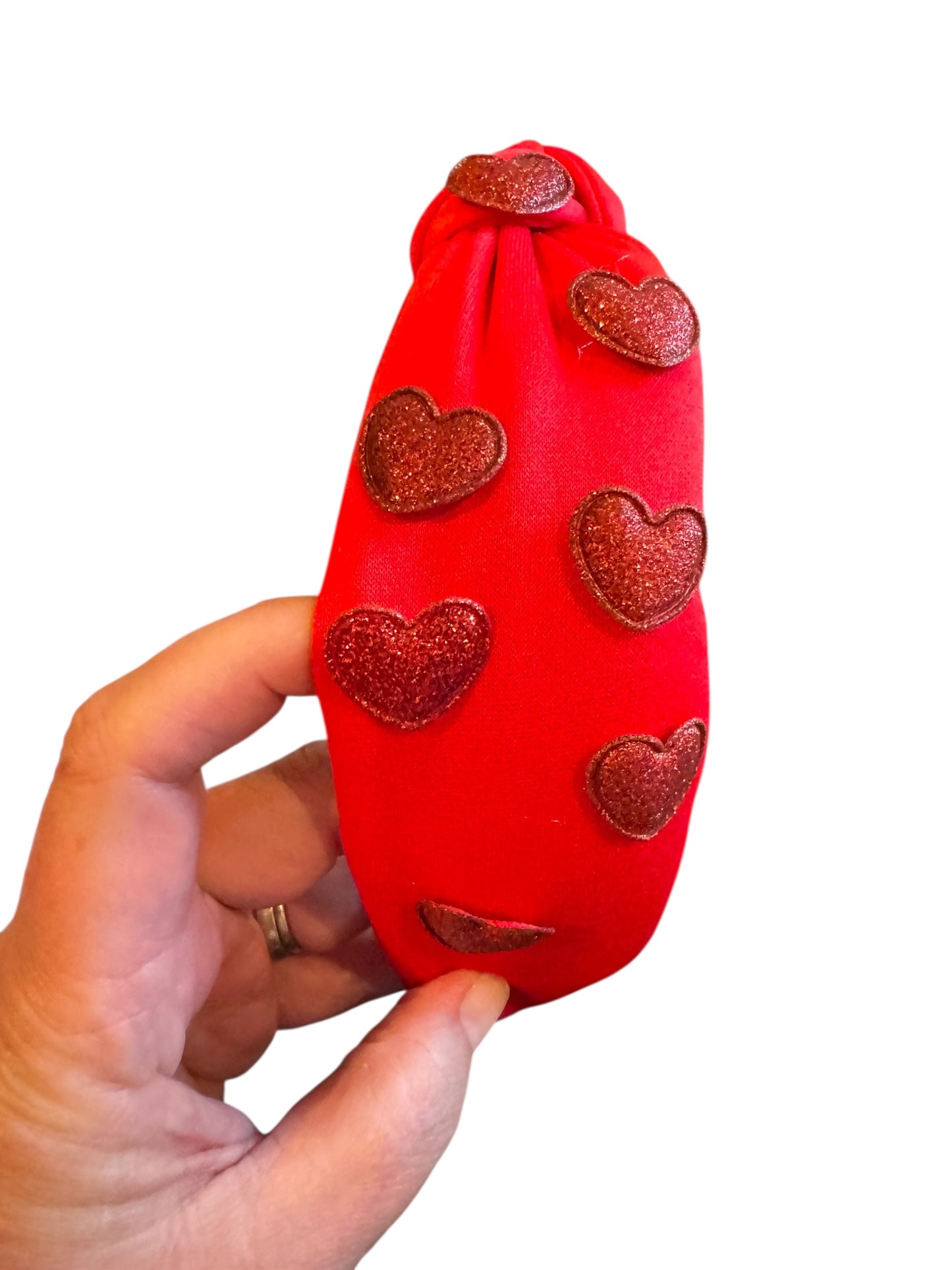 Glitter Hearts Tie Knot Headband - Valentine's Day Headband for Girls