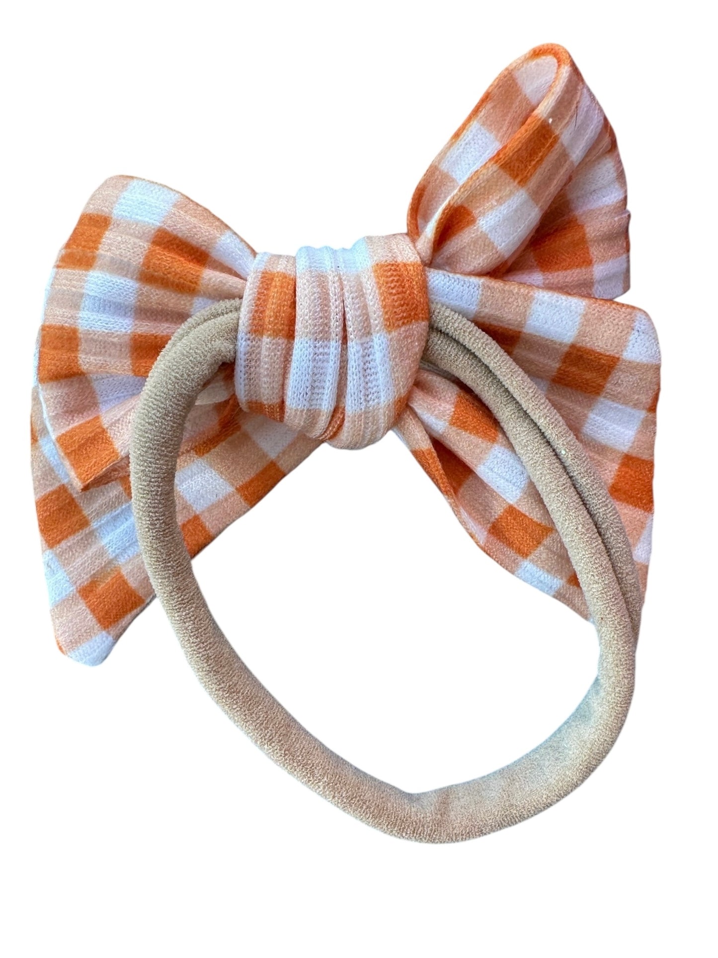 Orange Gingham Hair Bow | Halloween Bows for Kids & Toddlers