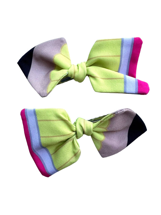 Yellow Pencil Hair Bow Pigtails for Girls