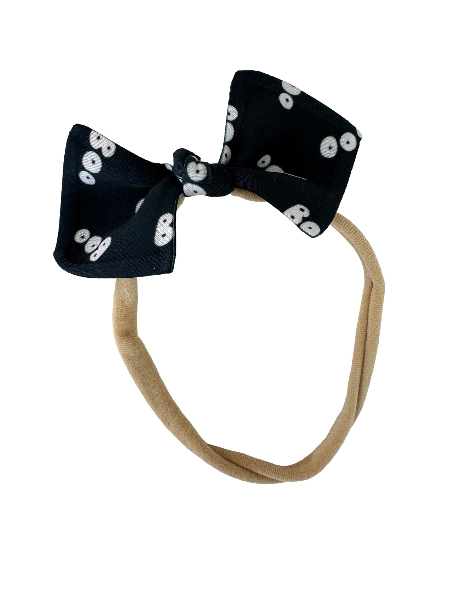 mini boo hair bow on nylon headband