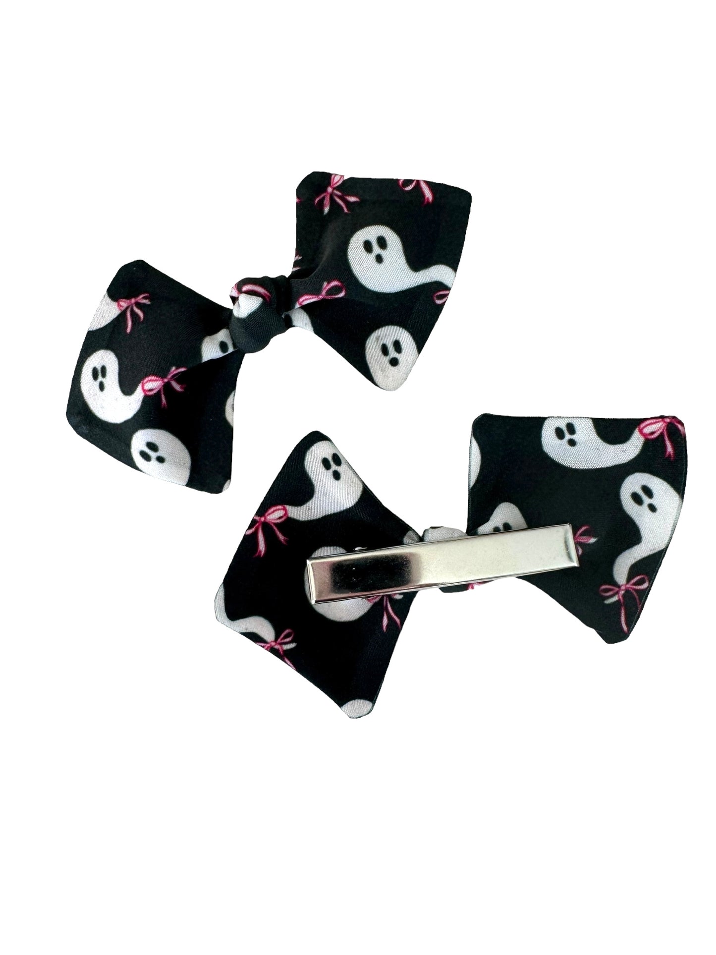 ghost mini bows for pigtails on an alligator clip