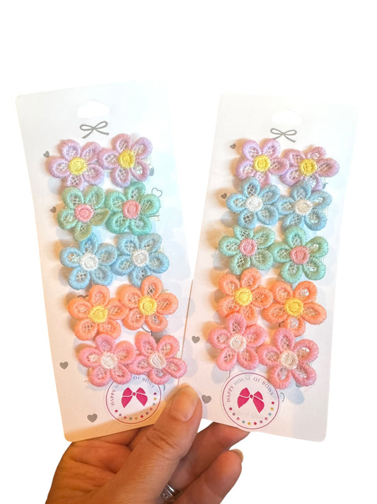 Lace Daisy Hair Clips for Babies, Toddlers, and Kids