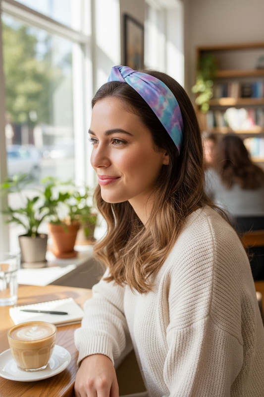 Blue Purple Tie Dye Headband for Girls | Easter Hair Accessory