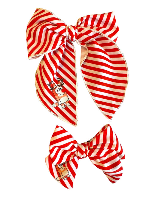 Orange Dog Christmas Hair Bows - Candy Cane Holiday Collection