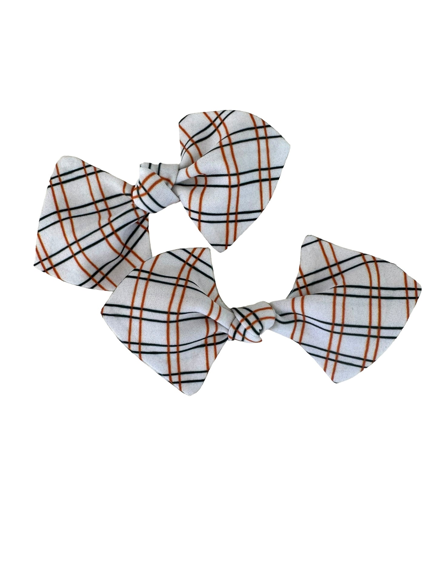 orange and black plaid mini bows on an alligator clip