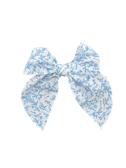 Blue Flower Hair Bows for Girls | Polyester Bow Clips & Headbands