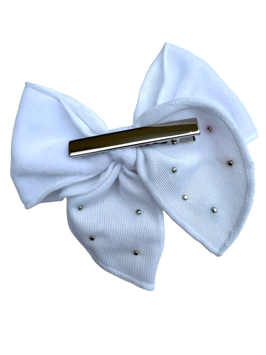 *White Velvet and Pearl Hair Bows