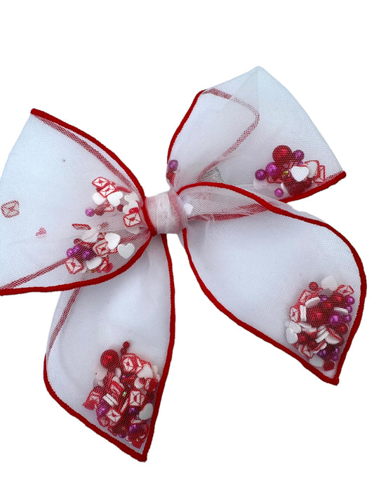 Valentine's Day Shaker Hair Bows - Confetti Bows for Girls