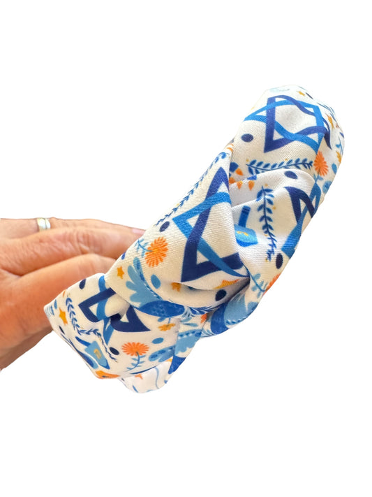 Hanukkah Knotted Headbands - White Holiday Accessories